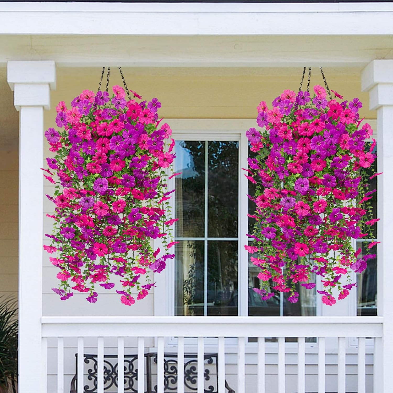 4 Pcs Look Real Artificial Flowers for Outdoors, Realistic Fake Artificial Hangi