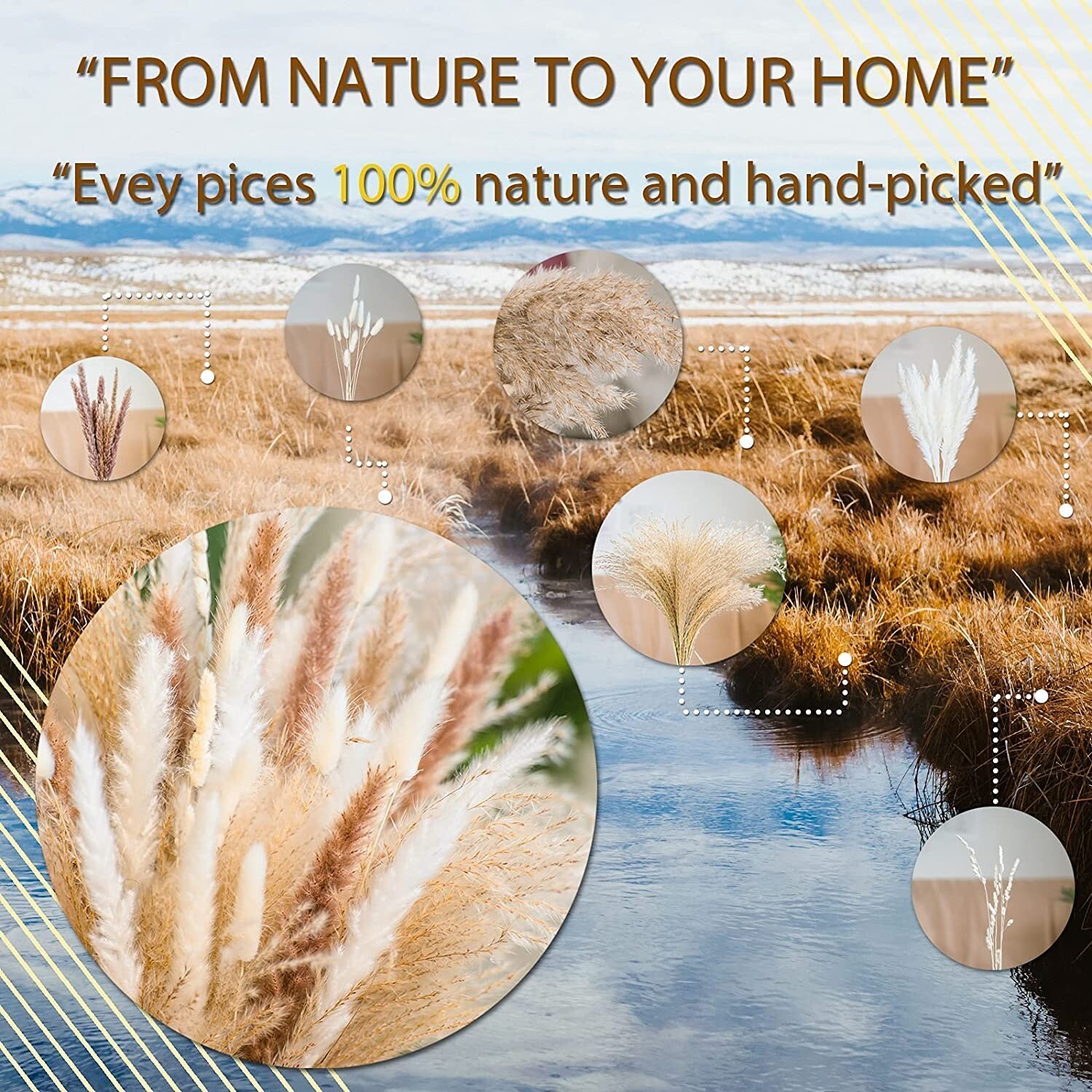 92PCS Beautiful Natural Pampas Grass Boho Bouquet Decor | Long-Lasting, 17″