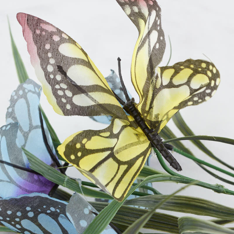 Set of 6 Blue and Yellow Artificial Butterfly 13″ Floral Bushes
