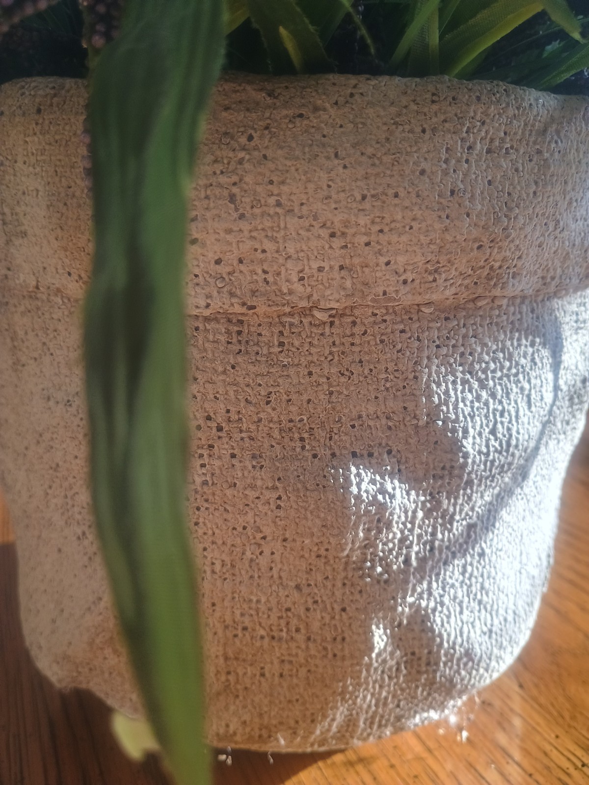 Artificial Lavender & Grass Arrangement In A Unique Burlap Decopoge Type Pot