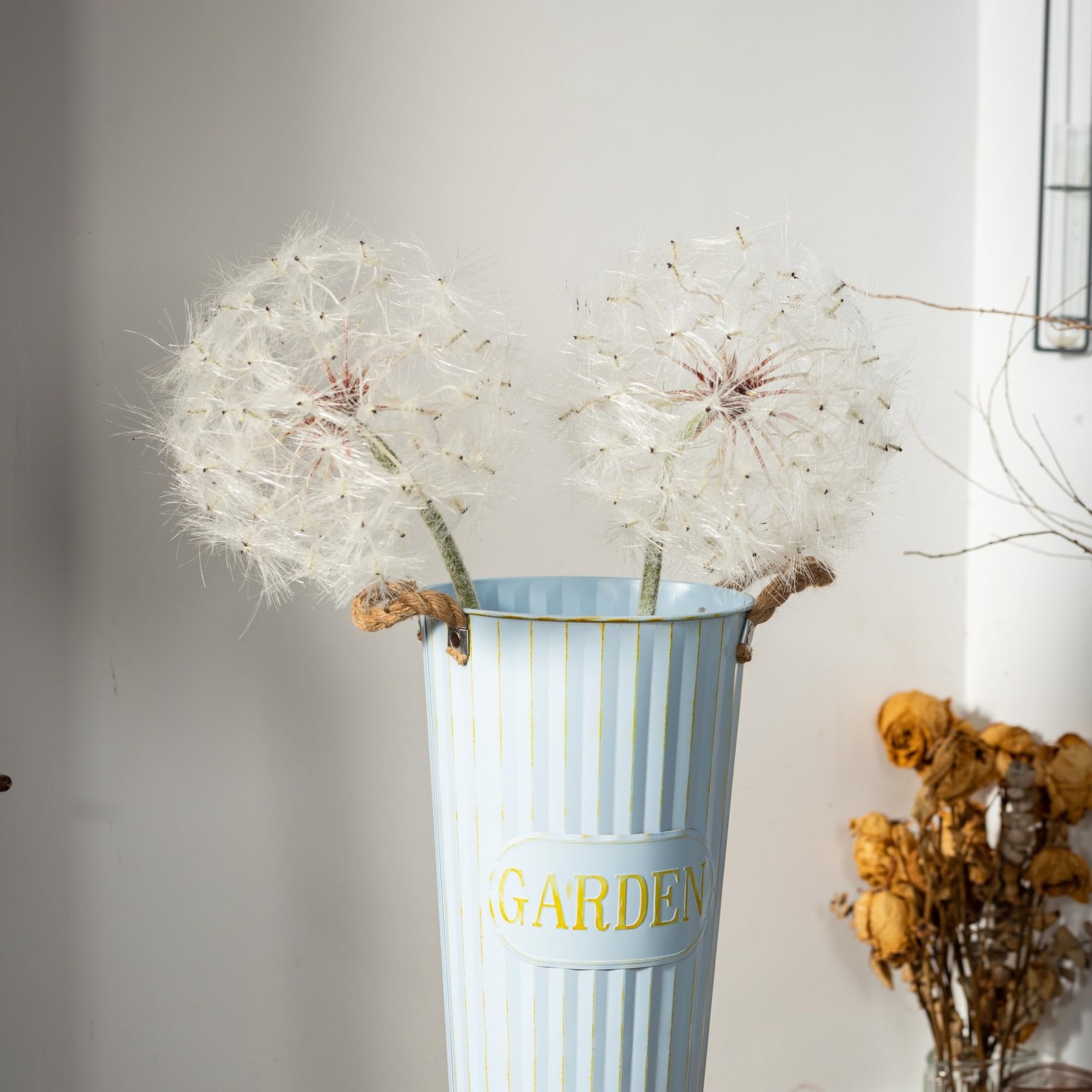 Giant Artificial Dandelion Flower Fake Dandelion Decor For Home 2 Pcs white