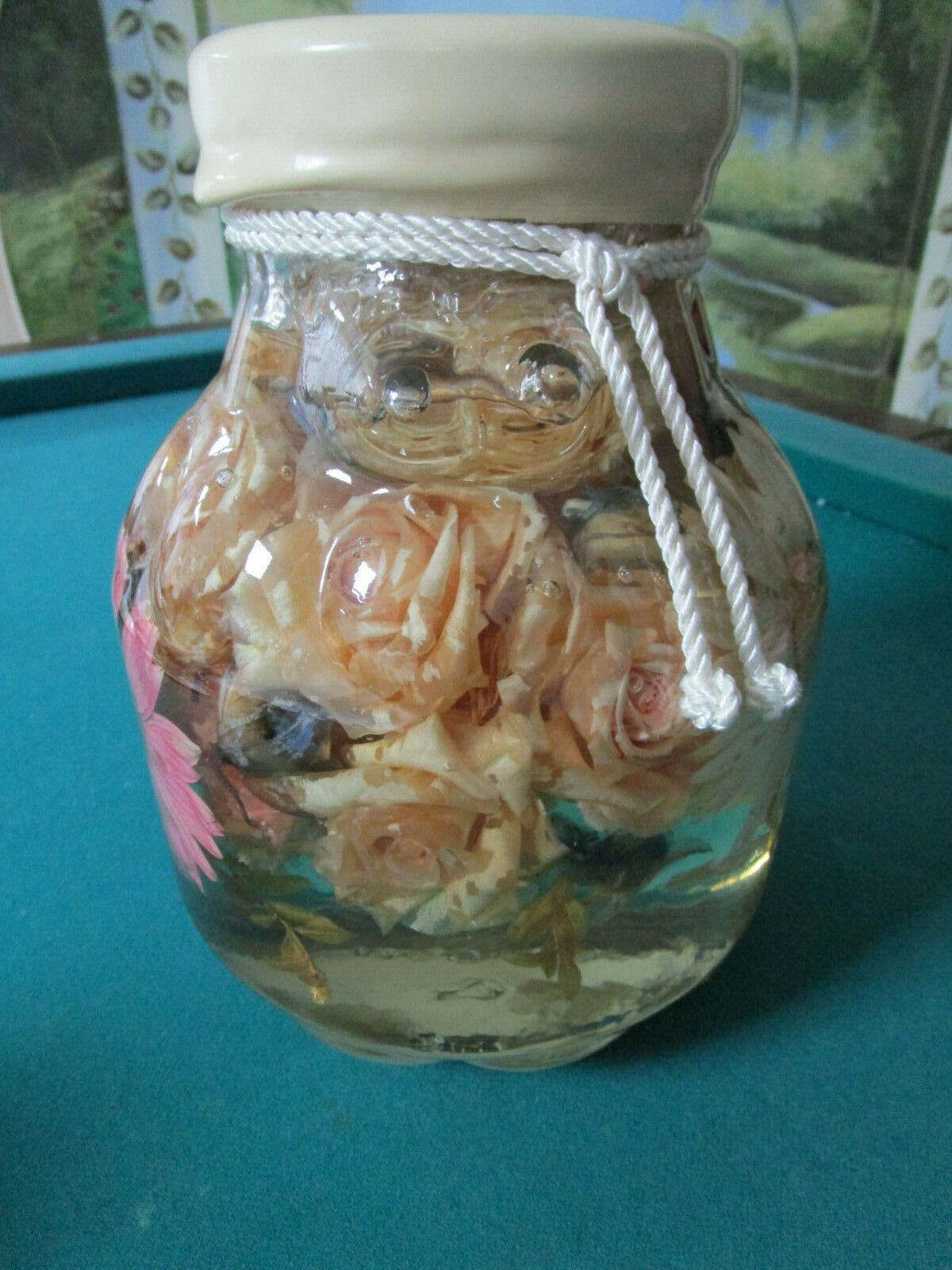 Rb Rose Brier Flower Butterfly Illusion Acrylic Water Jar Container