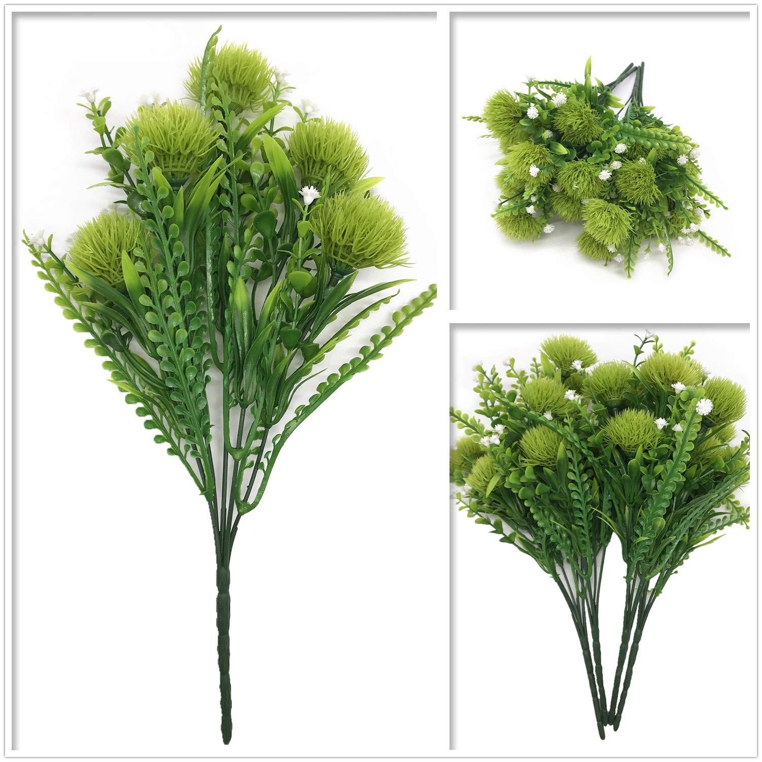 Artificial Flowers, Plastic Plants Dandelion Shrubs Grass Fake Bushes Home Ga…