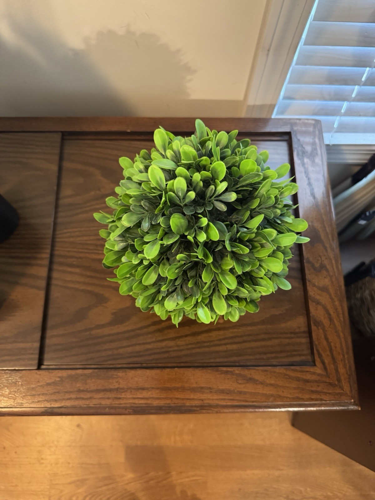 Artificial Boxwood Ball Topiary Potted Plant, Green with Gray Pot