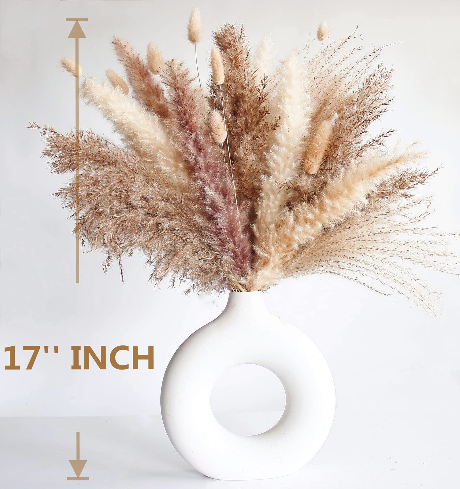 Natural Dried White Bunny Tails Pampas Grass Floral Decoration Bulk 110 Pcs