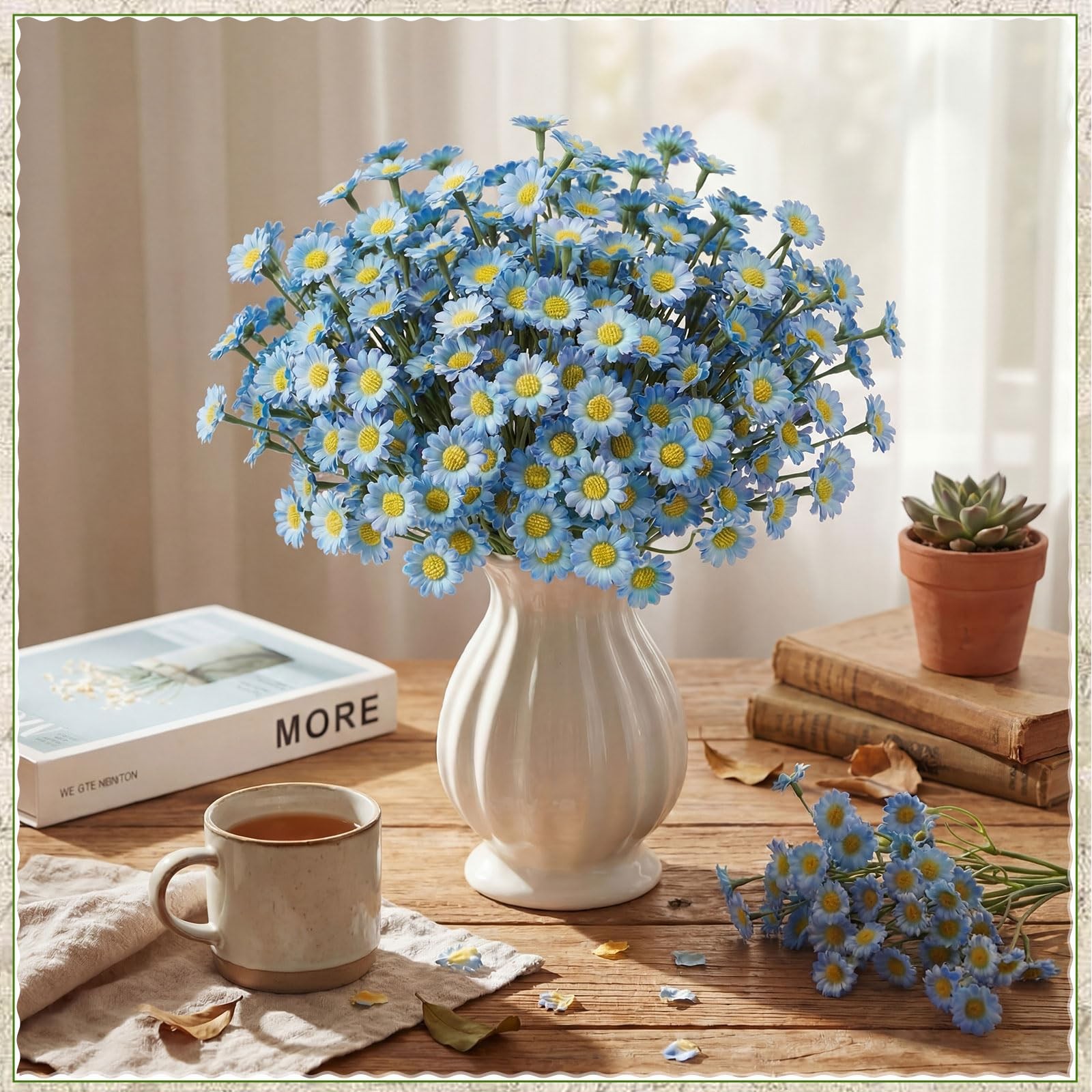 48 Pcs Small Daisy Flowers Artificial 10.6 Inch Fake Daisies Silk Floral Bouq…