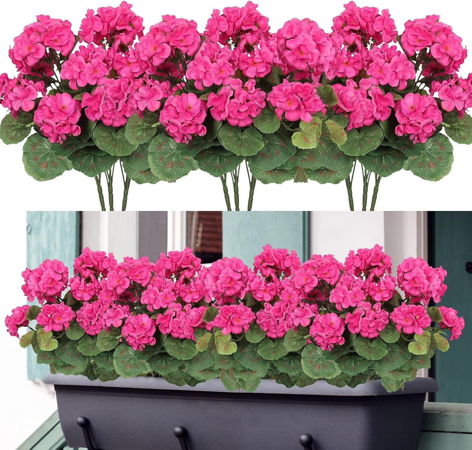 Realistic 3 Pack Geranium UV Resistant Flowers – Perfect for Outdoors & Indoors