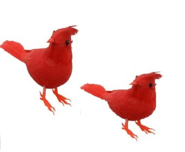 Christmas House Red Bird Ornaments 5.5 inches 2 Count