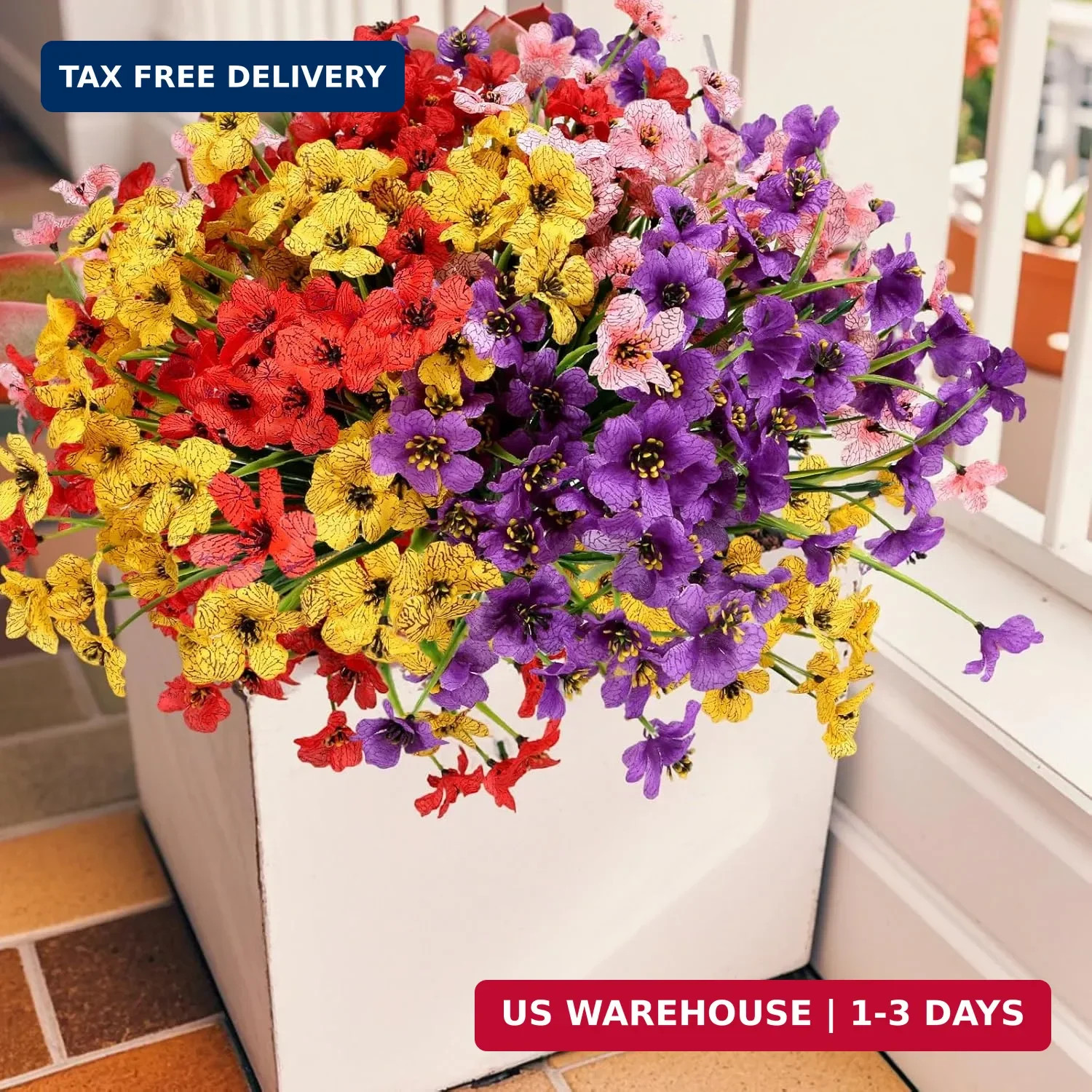 Geegoods 16 Bundles Artificial Mums Flowers for Outdoors, Mix 4 Colors | UV Resi