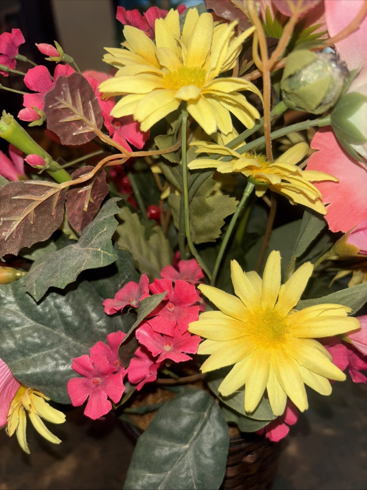 Artificial Floral Arrangement Pot Included (wicker Basket)