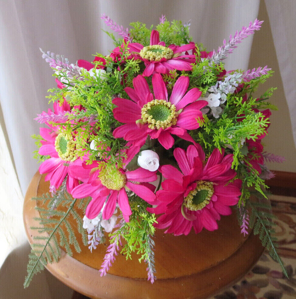 BEAUTIFUL FLORAL ARRANGEMENT ARTIFICIAL SILK/PLASTIC FLOWERS 8″x 9″ NEW