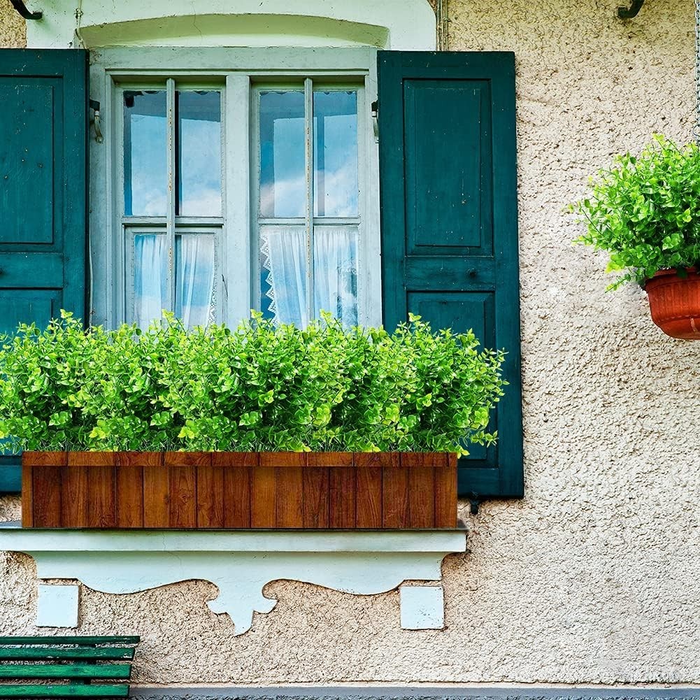 Lifelike Boxwood Shrubs – 8 Bundles of Fake Greenery for Indoor & Outdoor Use