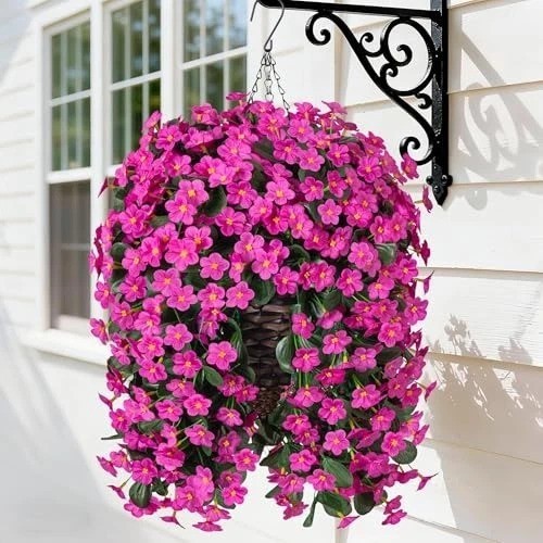 Stunning Faux White Morning Glory Hanging Basket – Simple Assembly & No Watering
