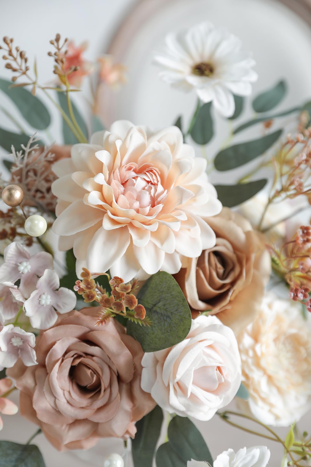 Artificial Flowers Combo Set Fake Flower Leaf Box with Stems for DIY Wedding …
