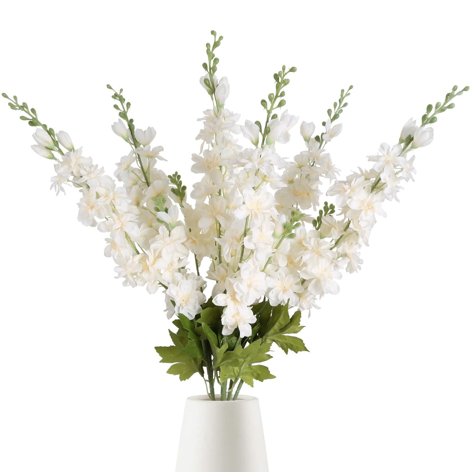 6PCS Champagne Silk Flowers Artificial Delphinium 33″ Long Stem Flowers for T…