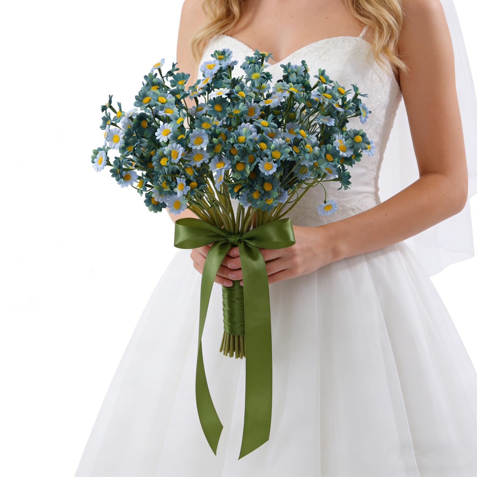 24pcs Small Daisy Artificial Flowers Faux Silk Daisies Flowers Spring Fake Wi…