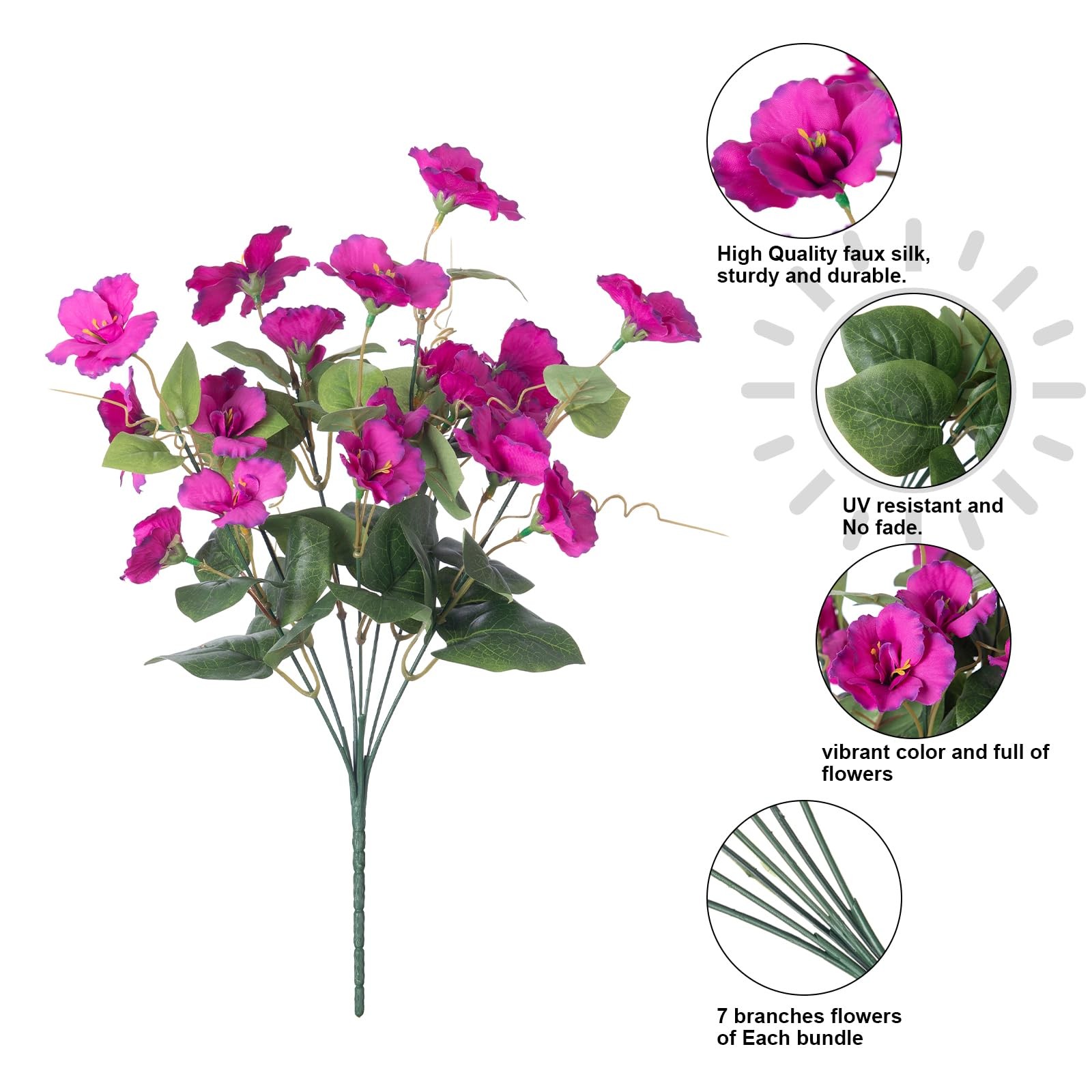 Hibiscus Artificial Flowers for Outdoors Spring Decoration, 6 Bundles Faux Si…