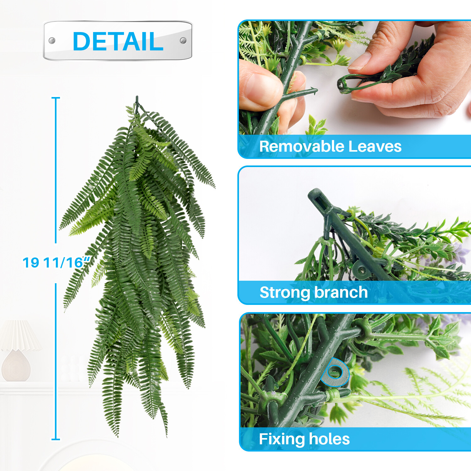 Patio Artificial Hanging Garland Faux Ivy Leaves Plants Vines, Light Green