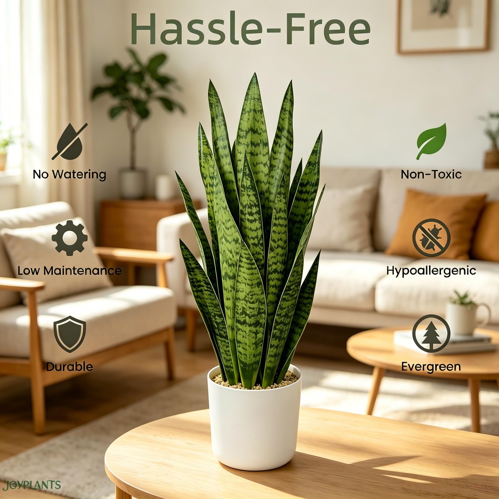 Fake Snake Plant, 27in Artificial Plant with White Pot Realistic Leaves, Low …