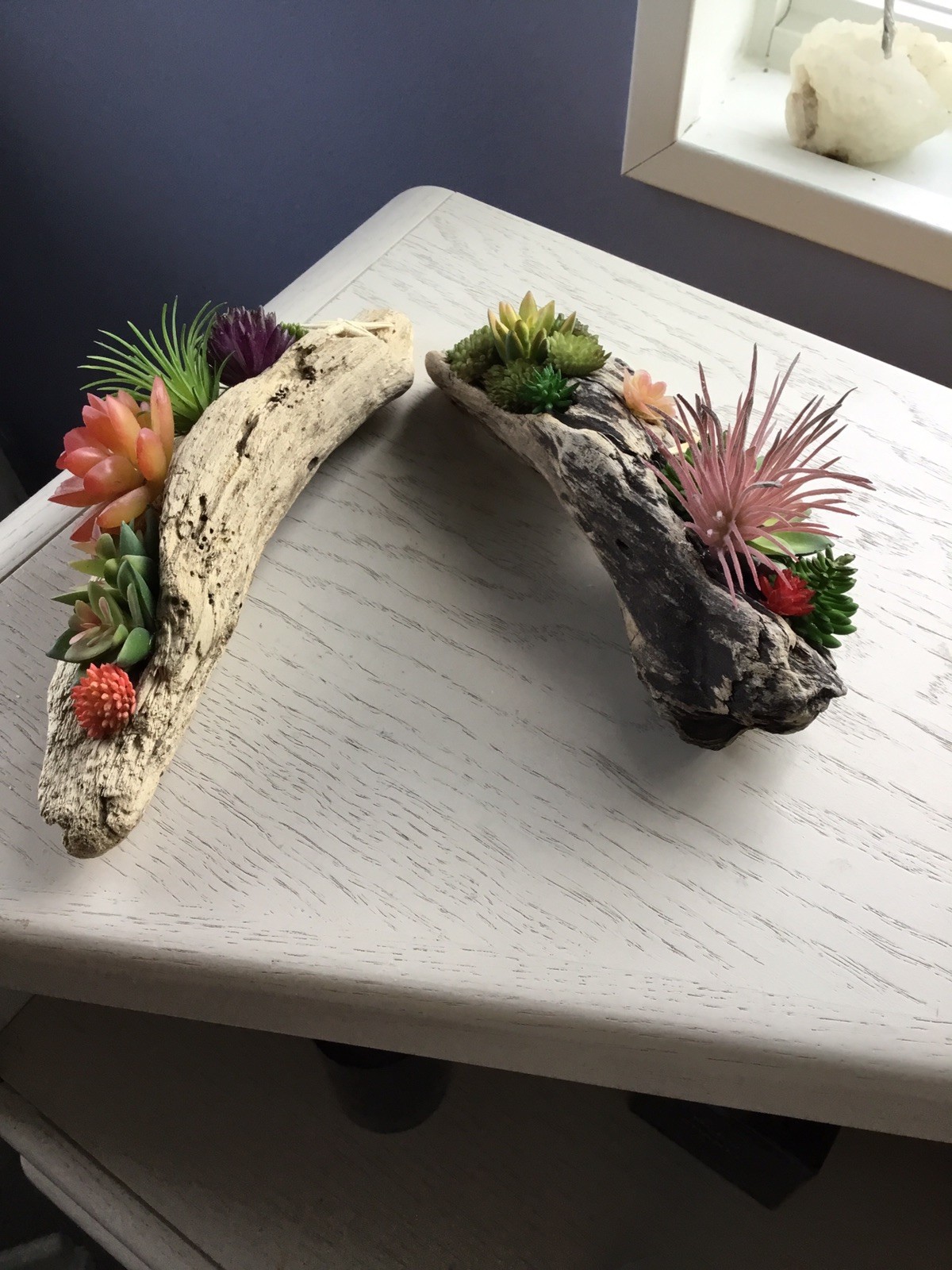 DRIFTWOOD FAUX SUCCULENT CENTREPIECE 2 ARRANGEMENTS – 8 & 10 Inches Long x 3Wide