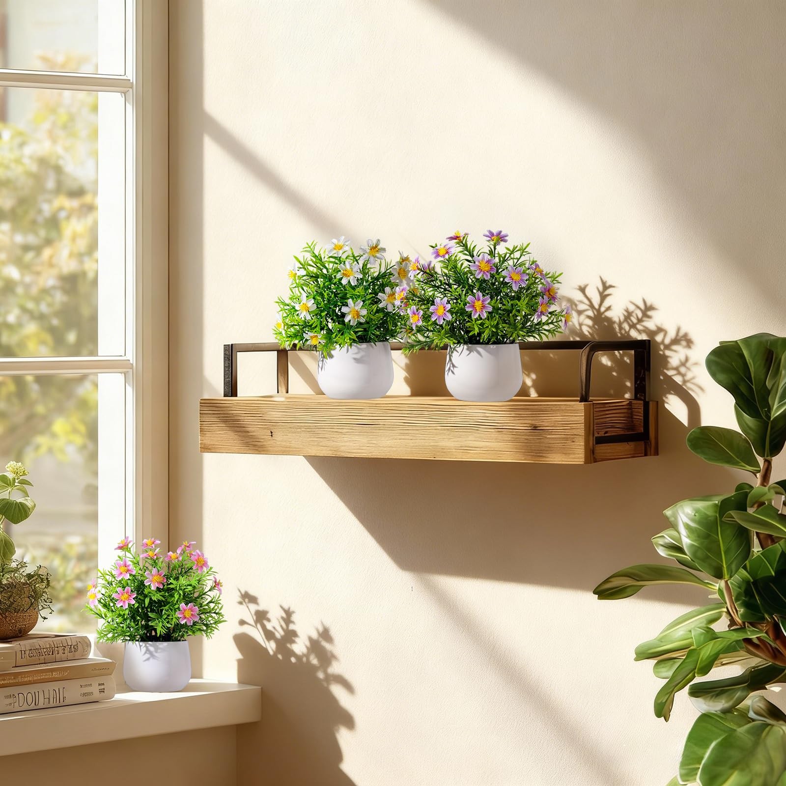 3 Pack Small Fake Plants Artificial Potted Flowers for Indoor Mini Faux Plant…
