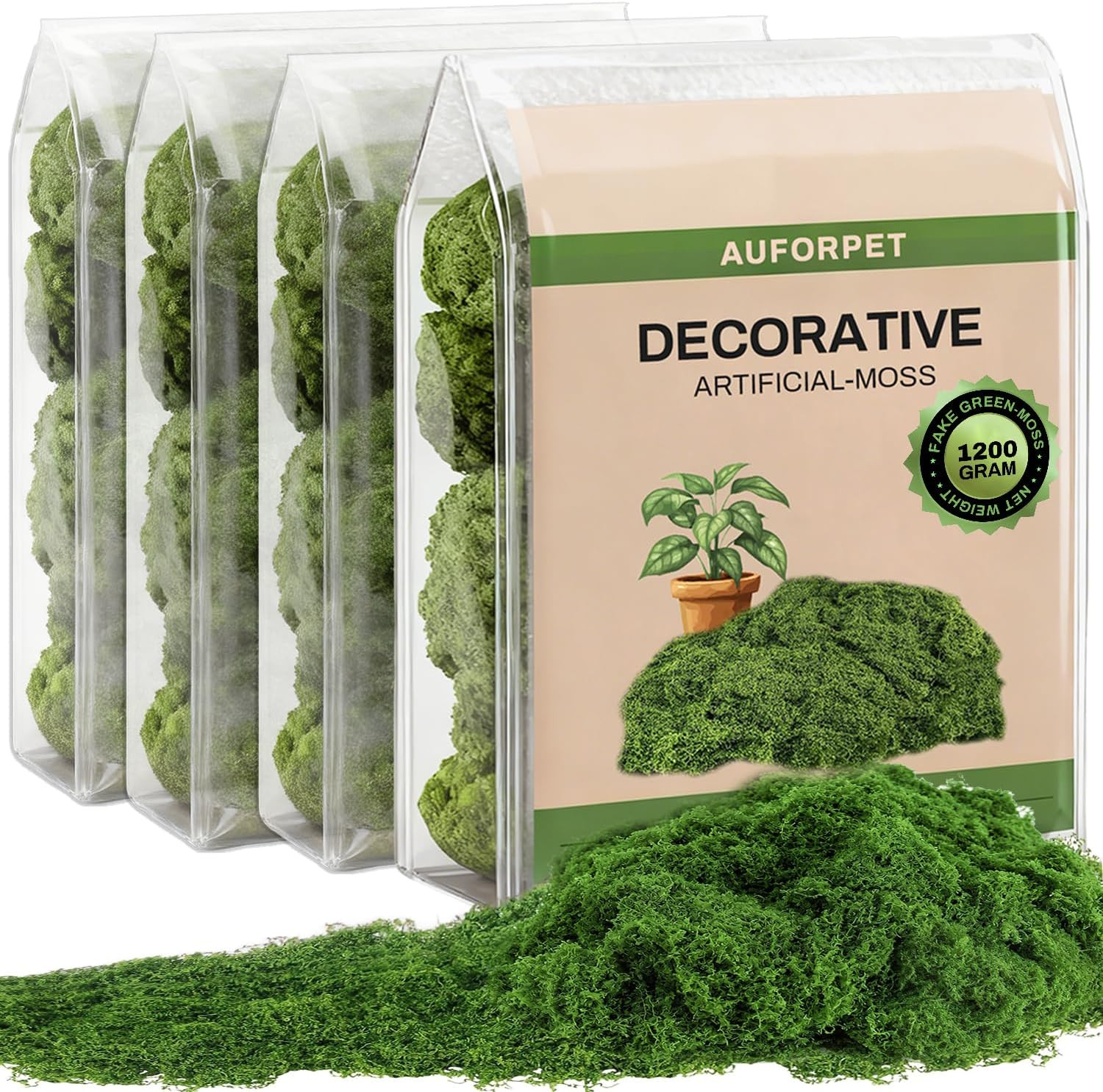 1200 Grams Fake Green Moss for Crafts, Decorative Artificial Faux Moss for Plant