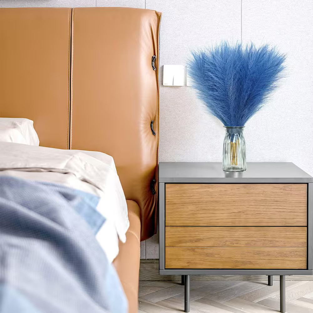4 In. Peacock Blue Artificial Pampas Grass Color Family Artificial Plant for Hom