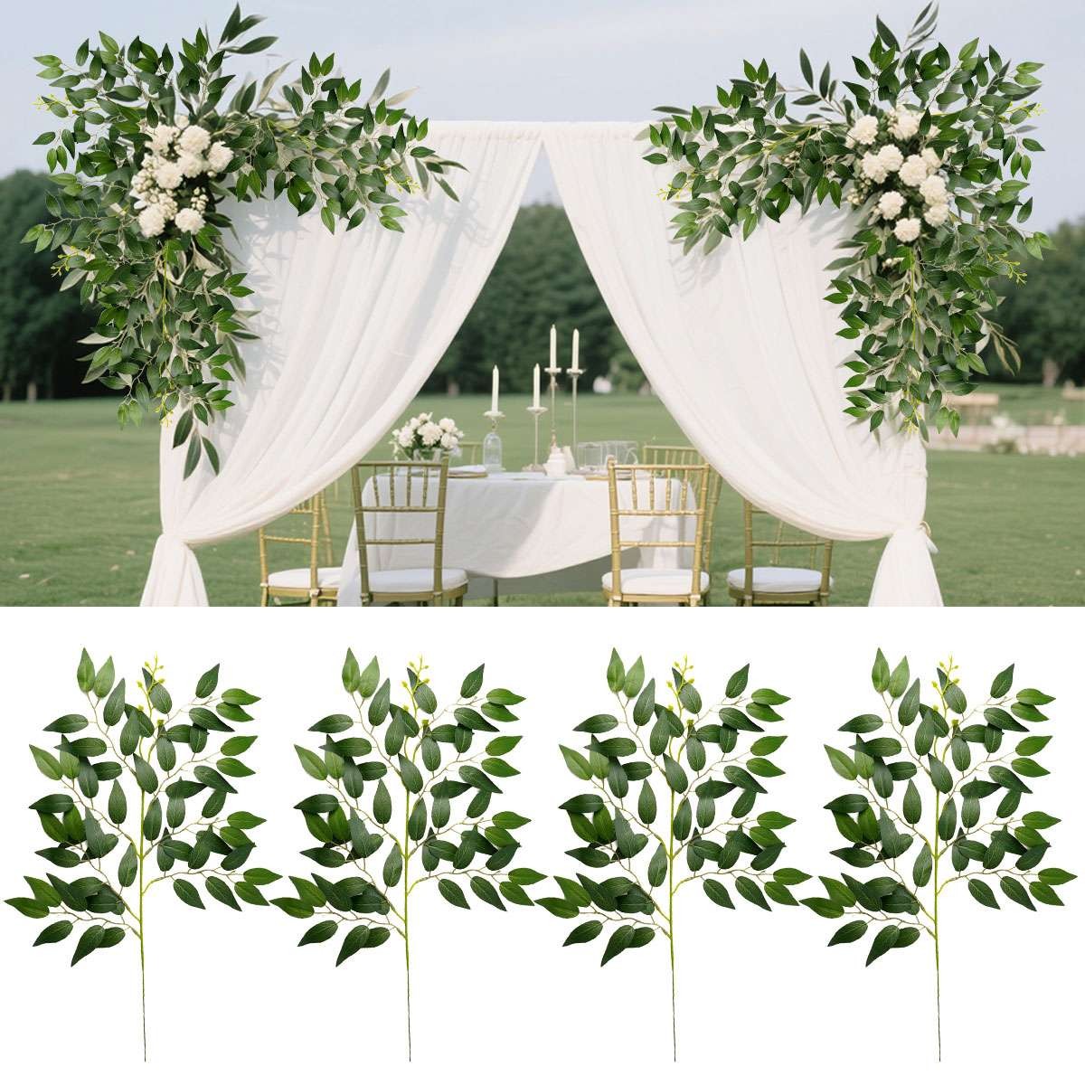 1/5/10Pack Artificial Italian Ruscus Greenery Stems Silk Green Leaves Bulk Fa…