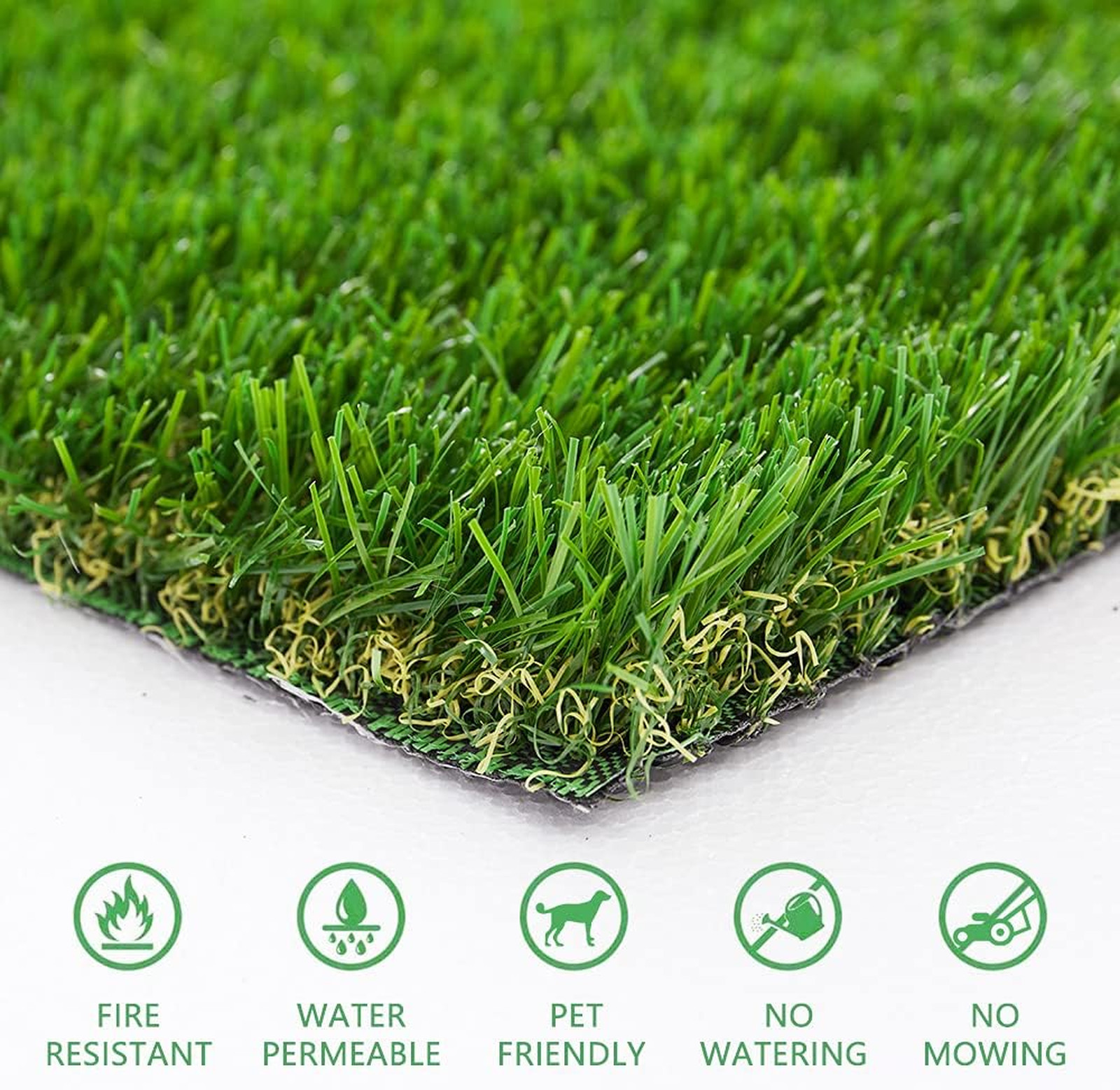 Natural Artificial Grass Turf 4 FT x 10 FT, Customized Sizes Thick Faux Grass