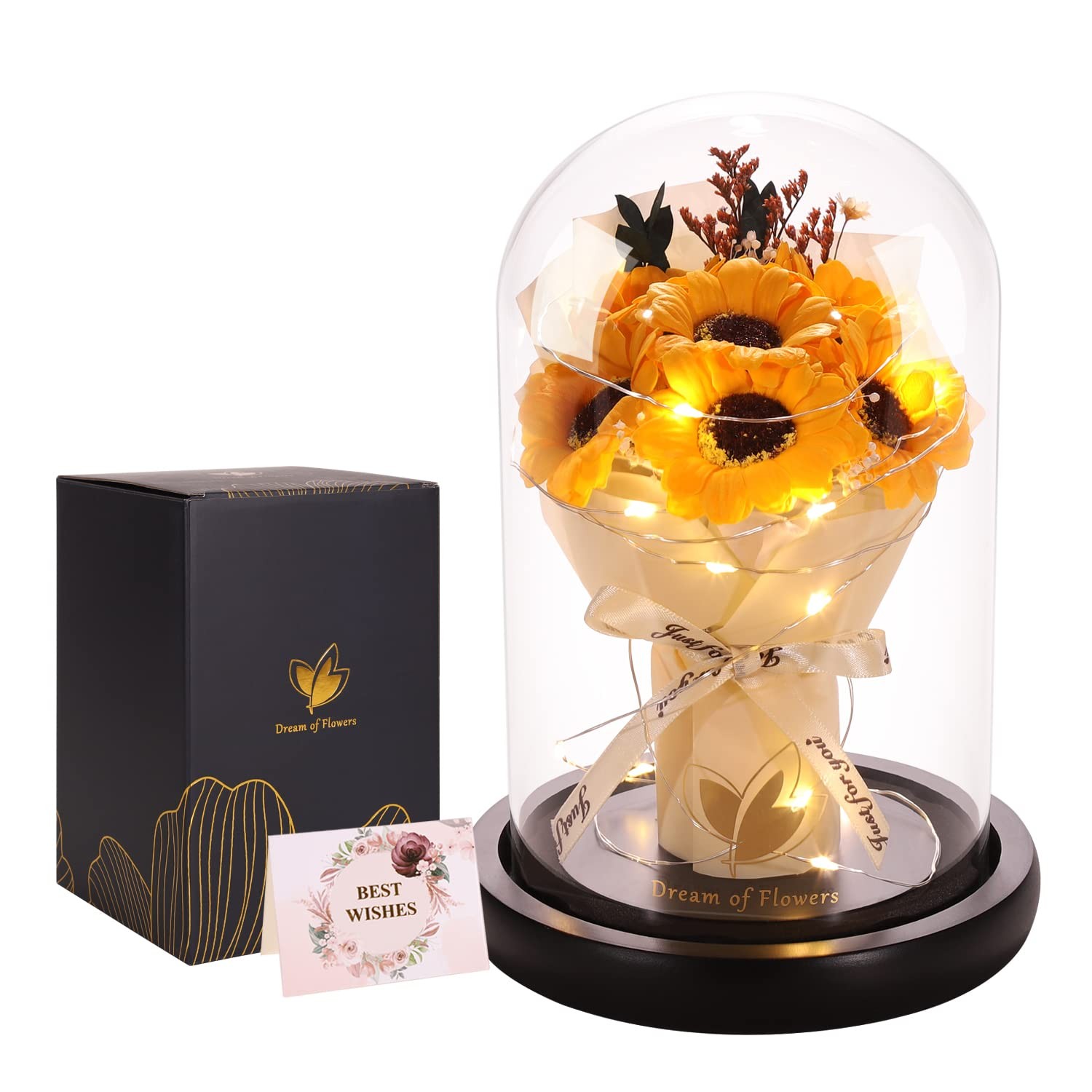 Valentines Day Gifts, Sunflower Gift for Mom-Preserved Artificial Rose Flower…