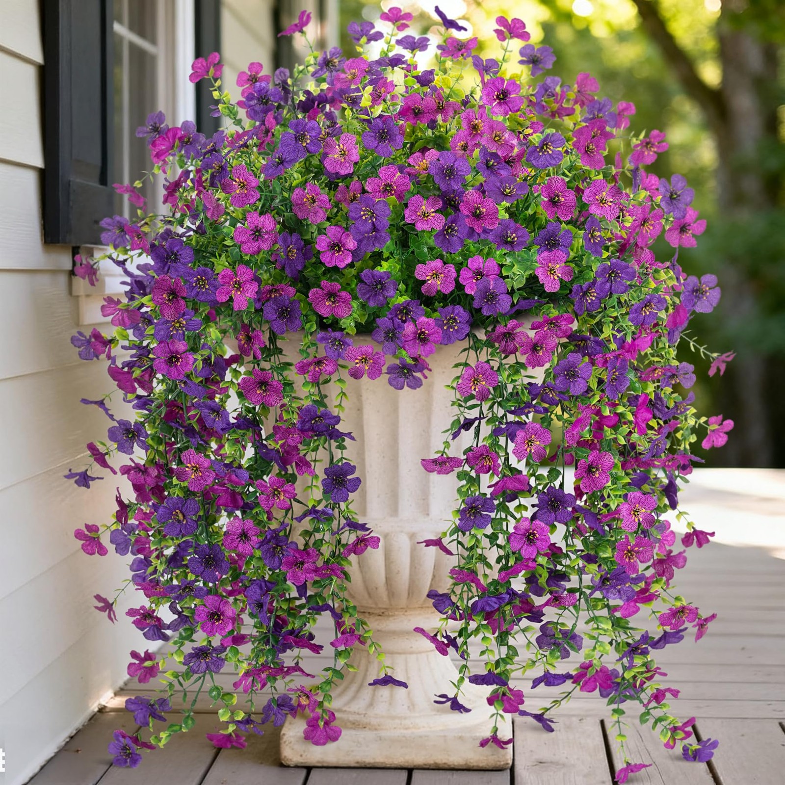 Fake Artificial Hanging Flowers for Outdoors Decoration, 2 PCS Faux UV Resist…