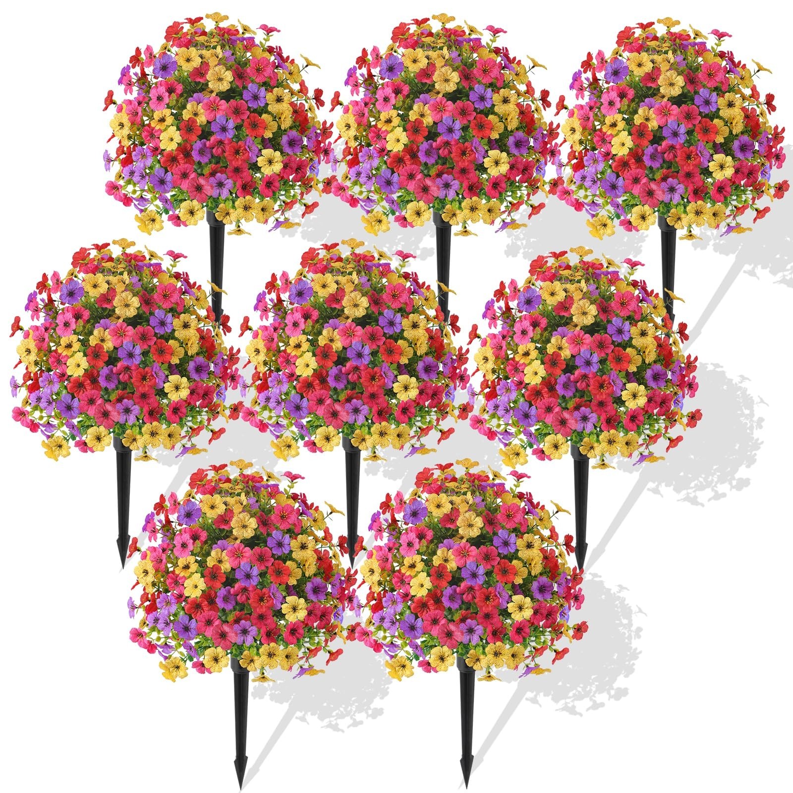 8Pcs 20″ UV Resistant Artificial Topiary Ball Flowers – Outdoor Spring Decor, Fa