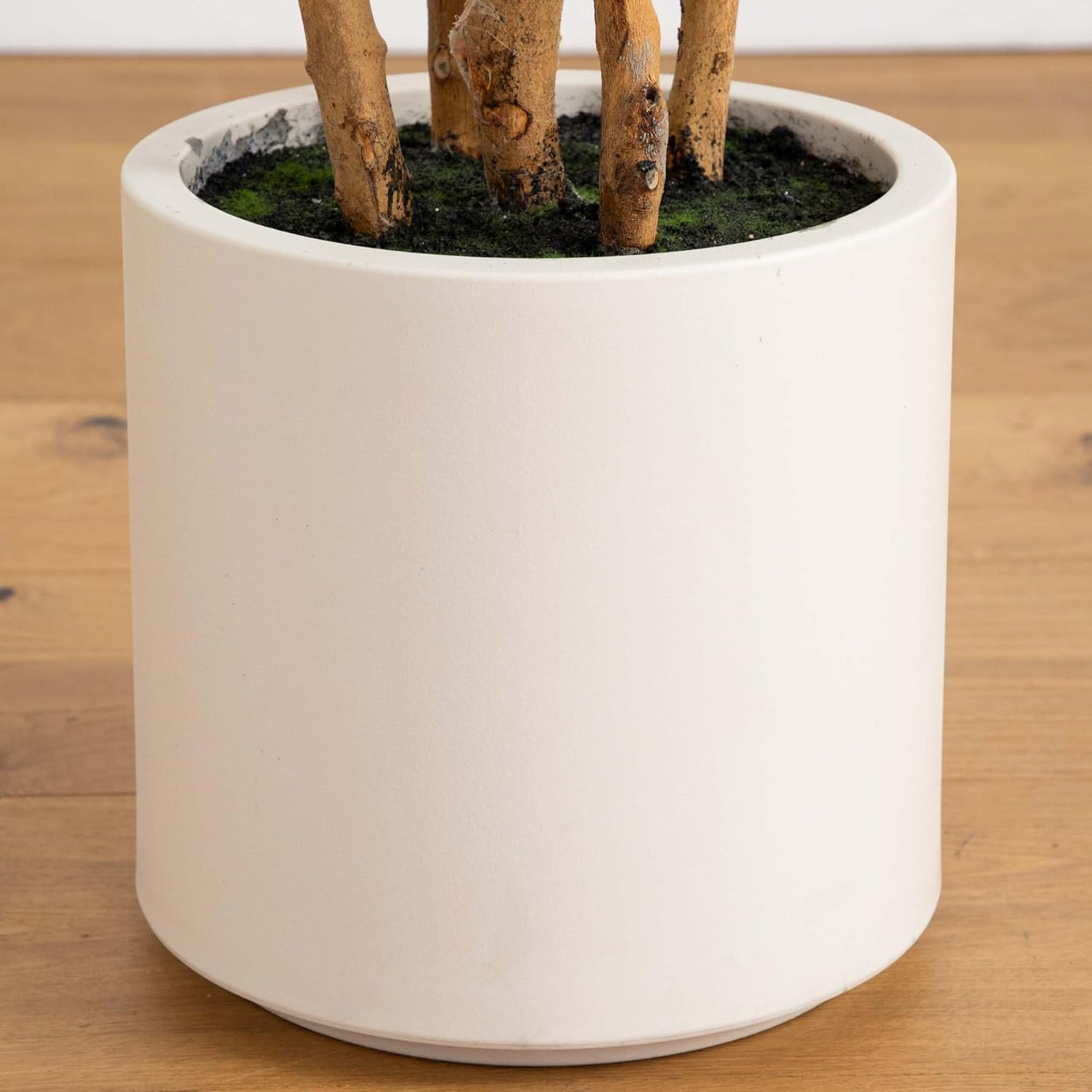 7Ft Artificial Fiddle Leaf Tree in Stylish White Planter –