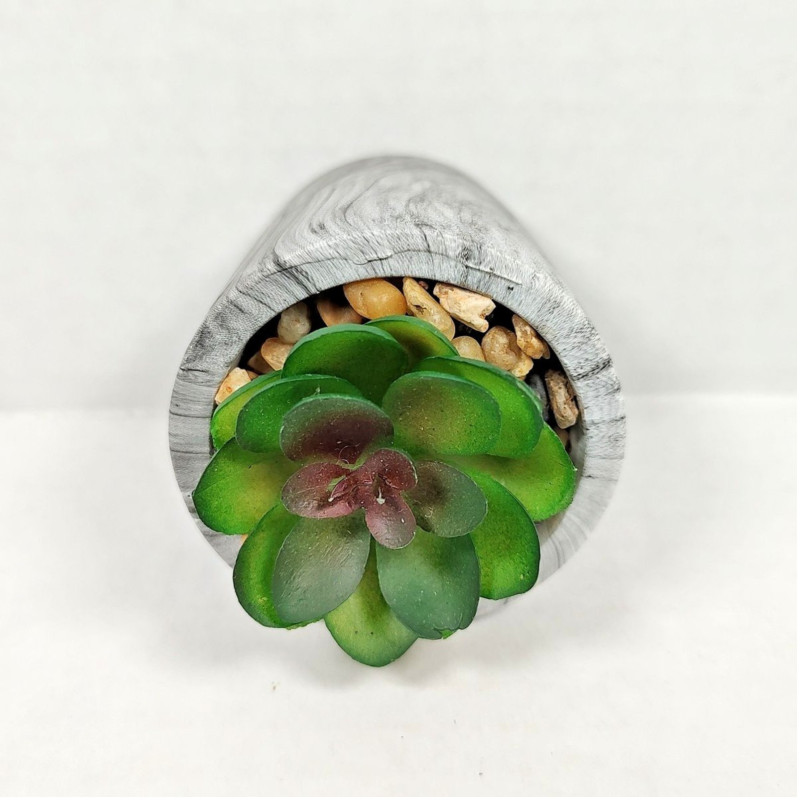 Mini Potted Plant Artificial Succulent Faux Marble 3.5″ x 3″ Mountain Crest