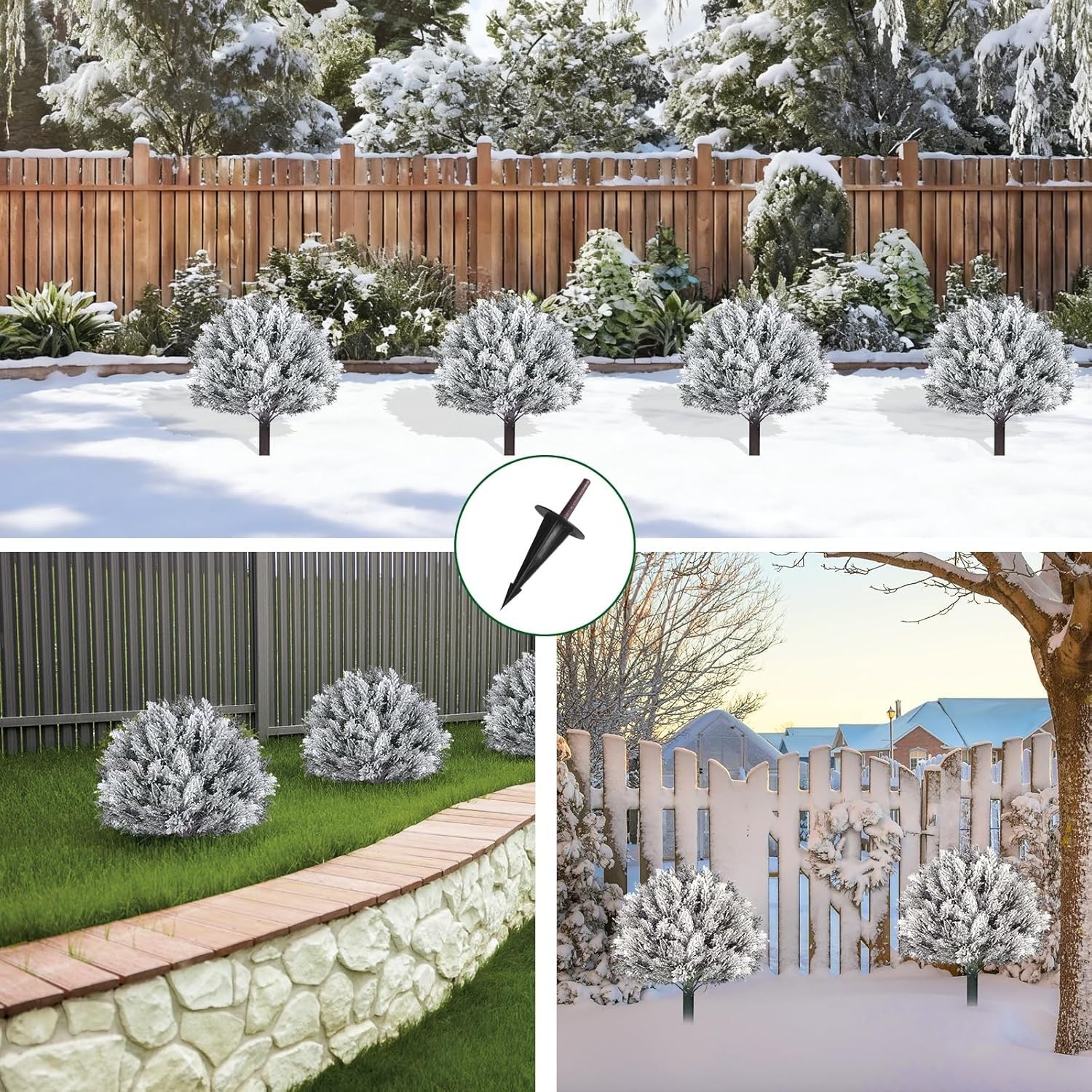 21in Snow Flocked Cypress Topiary Trees – Perfect for Any Indoor/Outdoor Setting