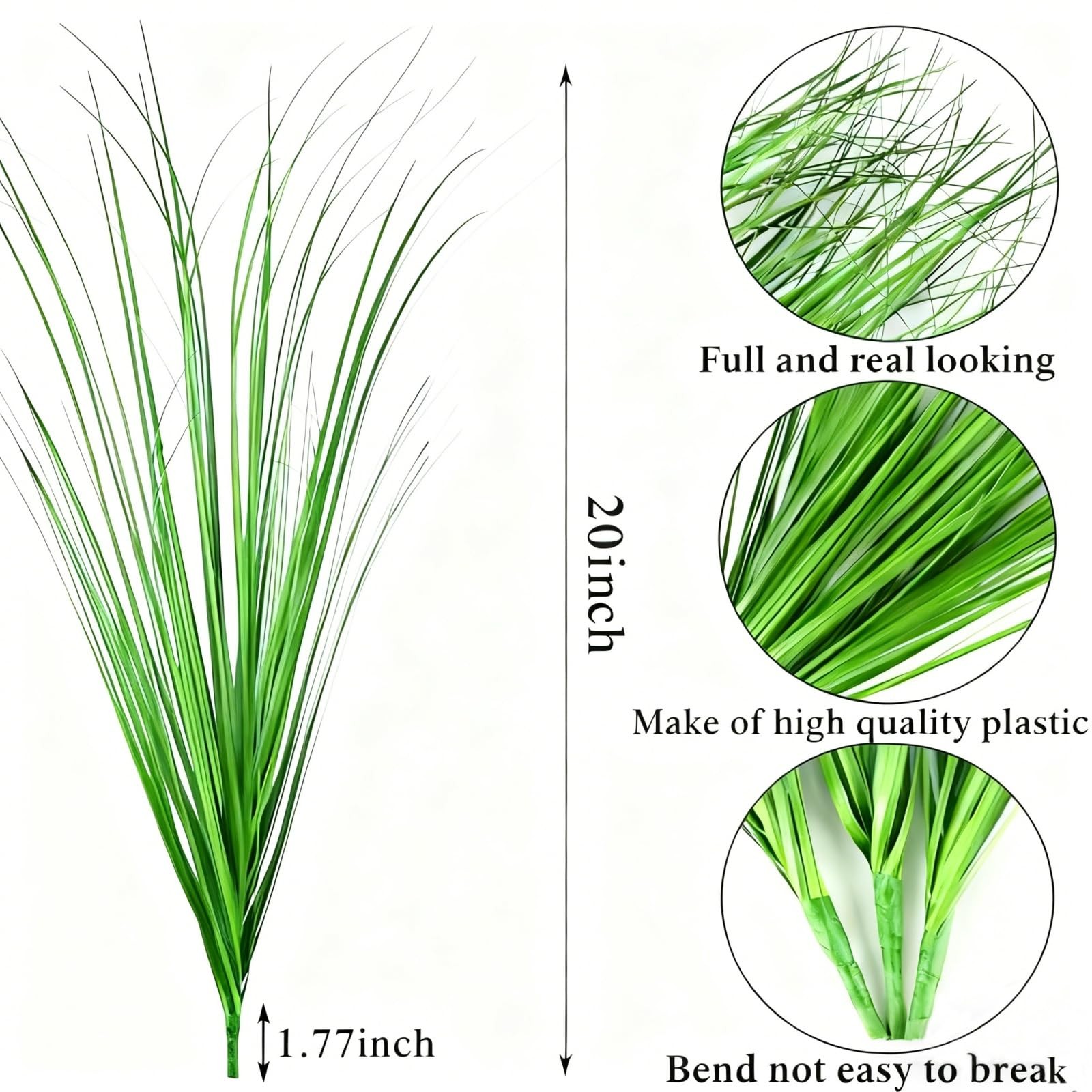 20pcs Artificial Grass Plants, 20.5 inch Faux PVC Onion Grass Wheat Stems for…