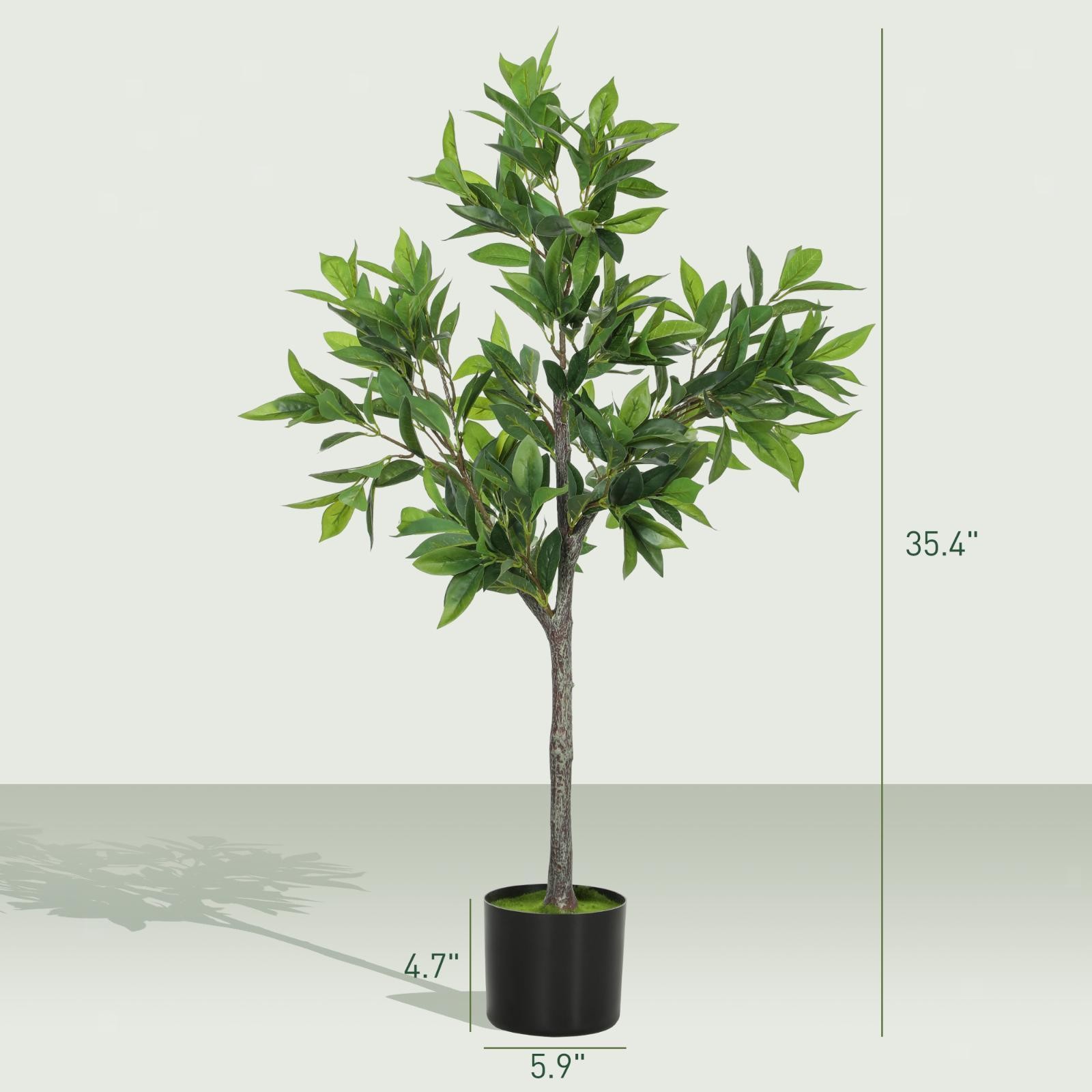 Artificial Potted Laurel Tree Realistic Greenery Plant Decor Flowers for Modern