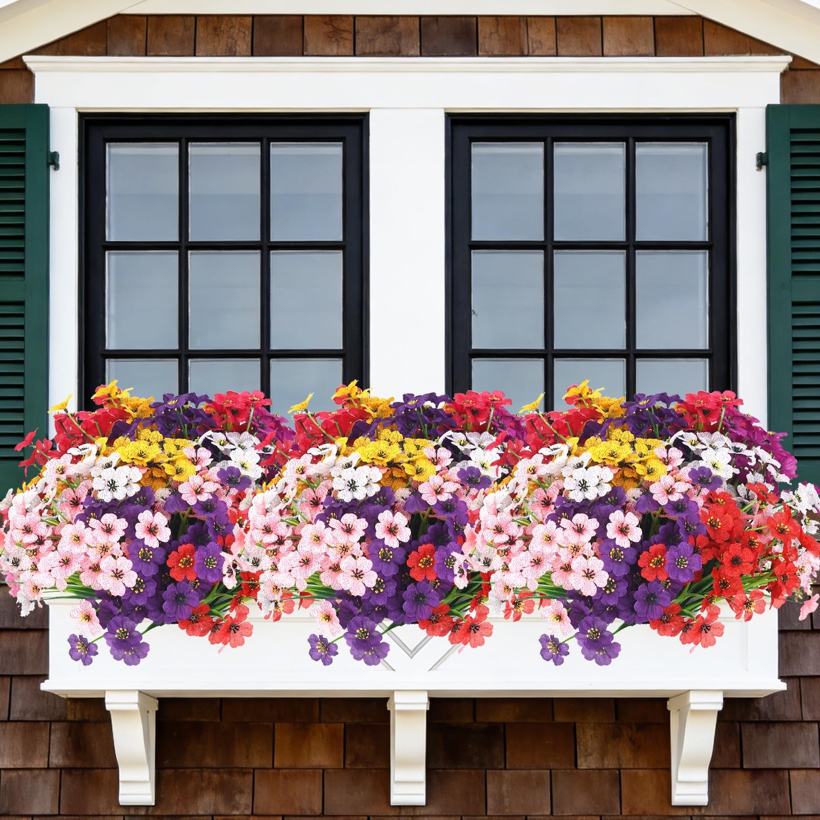 16 Bundles Artificial Flowers for Outdoors UV Resistant Faux Plastic Plants F…