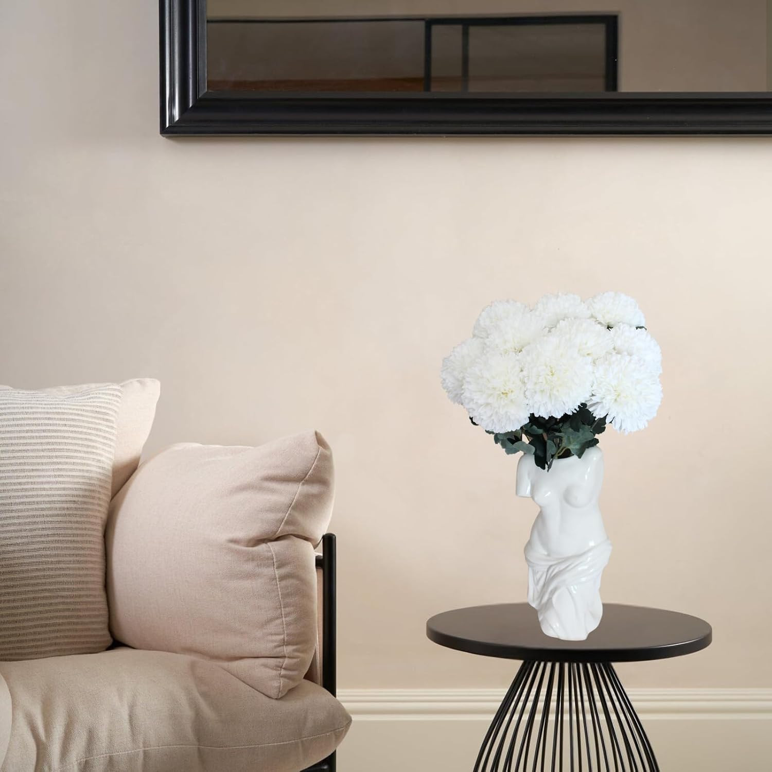 Large Faux Kiku Flower White – 10 Stems, Bulk Silk Flowers For Home Decor Indoor