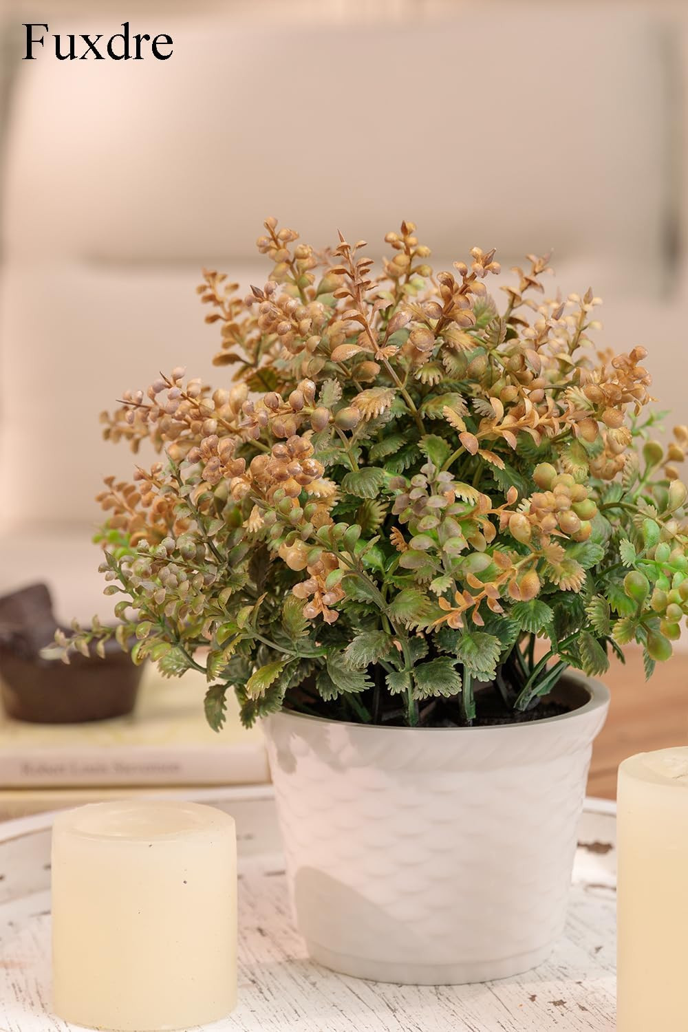 Autumn Yellow Fake Potted Plants – 2Pcs Small Decor for Home & Office