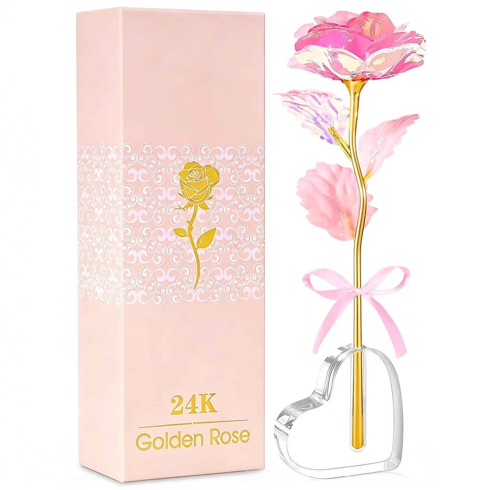 Eternal Roses in Heart Shaped Vase – Mother’s Day Gifts for Mom, Grandma, Wife,