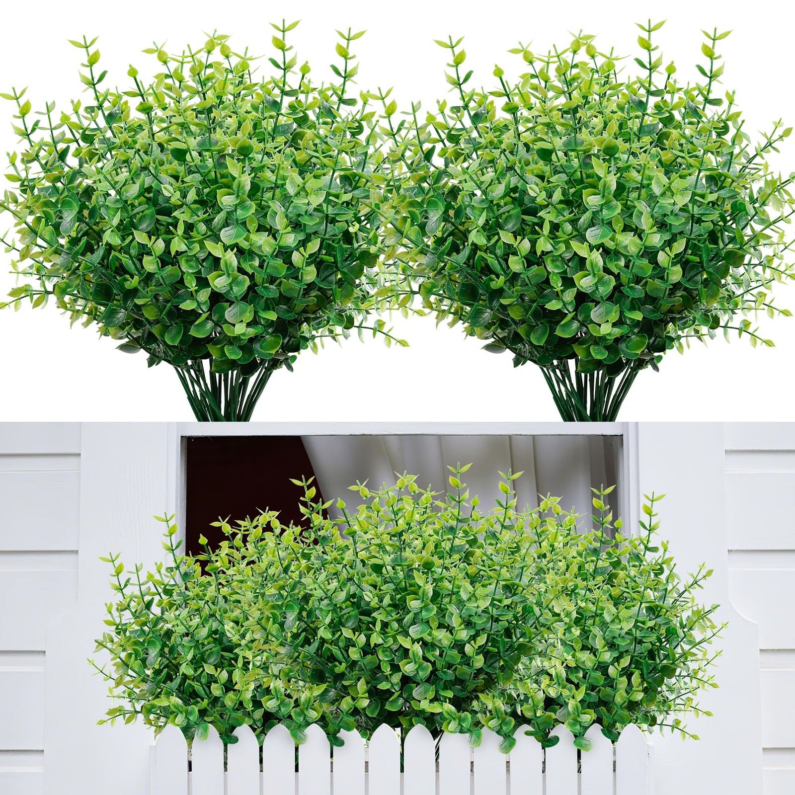 10 Bundles Artificial Boxwood Stems Outdoor Artificial Greenery UV Resistant …
