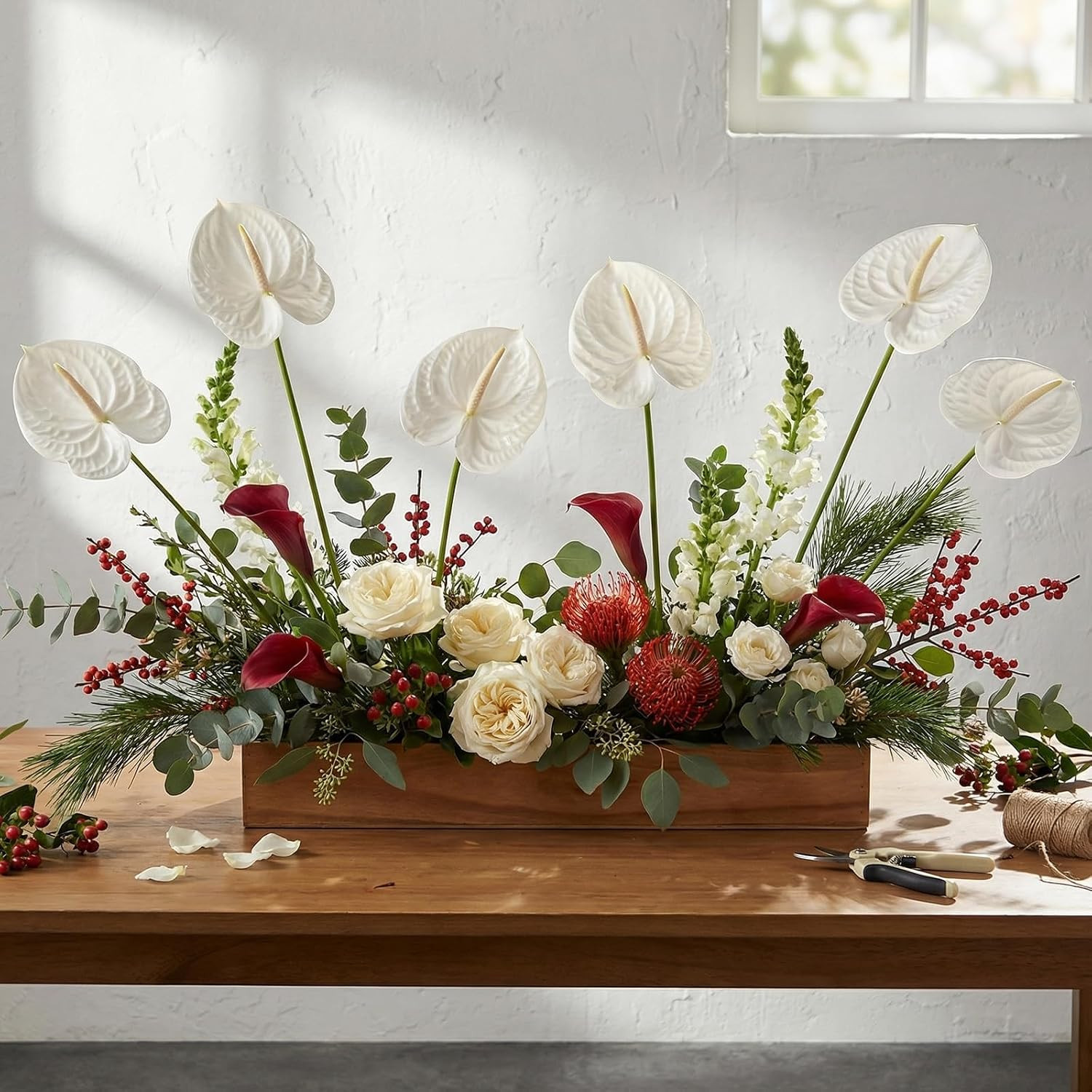 20 Pcs White Faux Anthurium Flowers for DIY Wedding & Home Décor