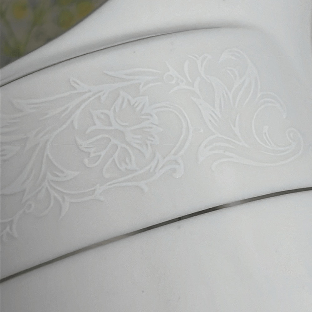 Farmhouse White Creamer Silver Horizontal Stripe Floral Accents Faux Flowers