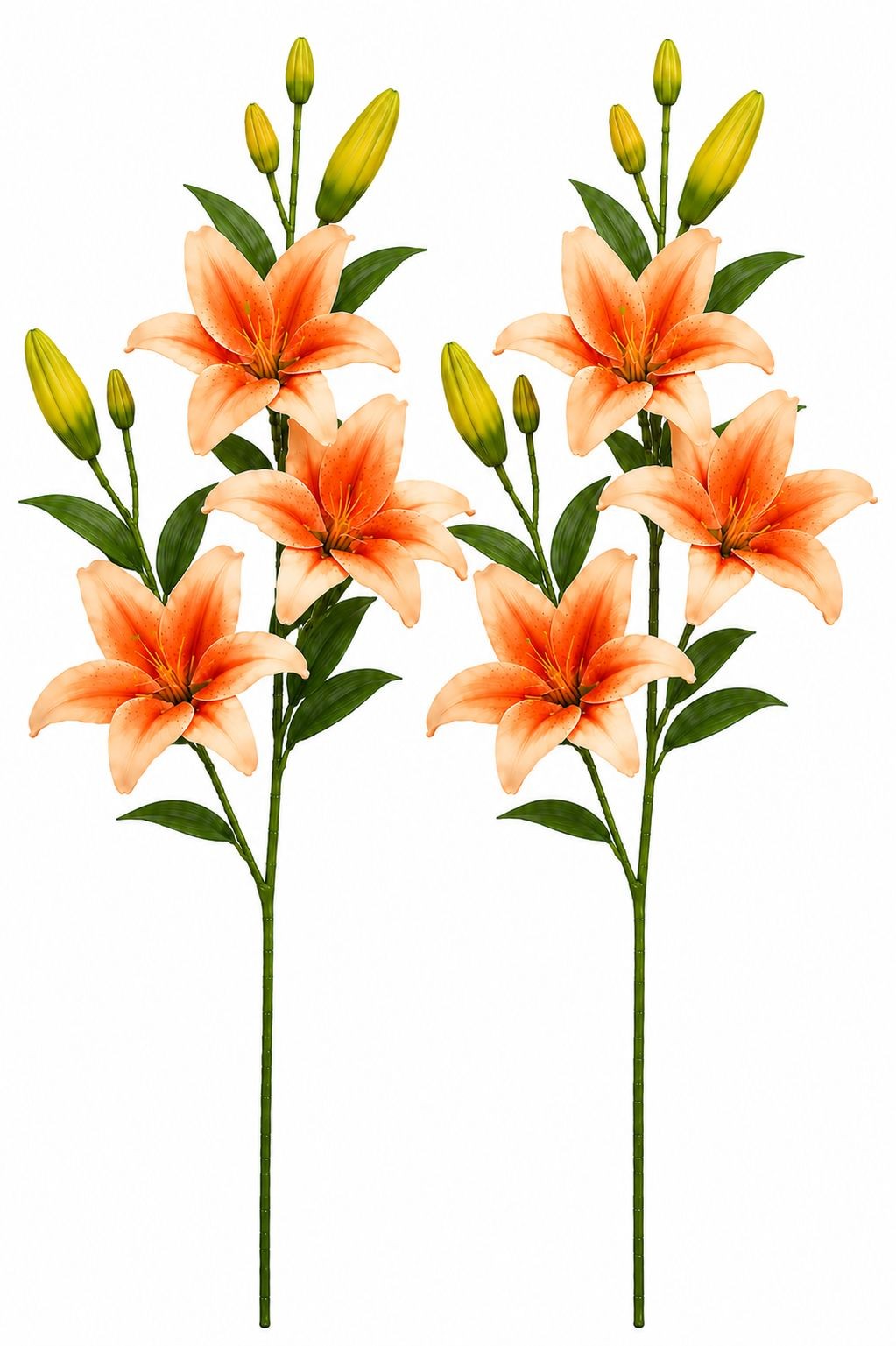 Orange Peach Real Touch Lily Stems, Faux Lily Flowers, Artificial Lilies, Fall F
