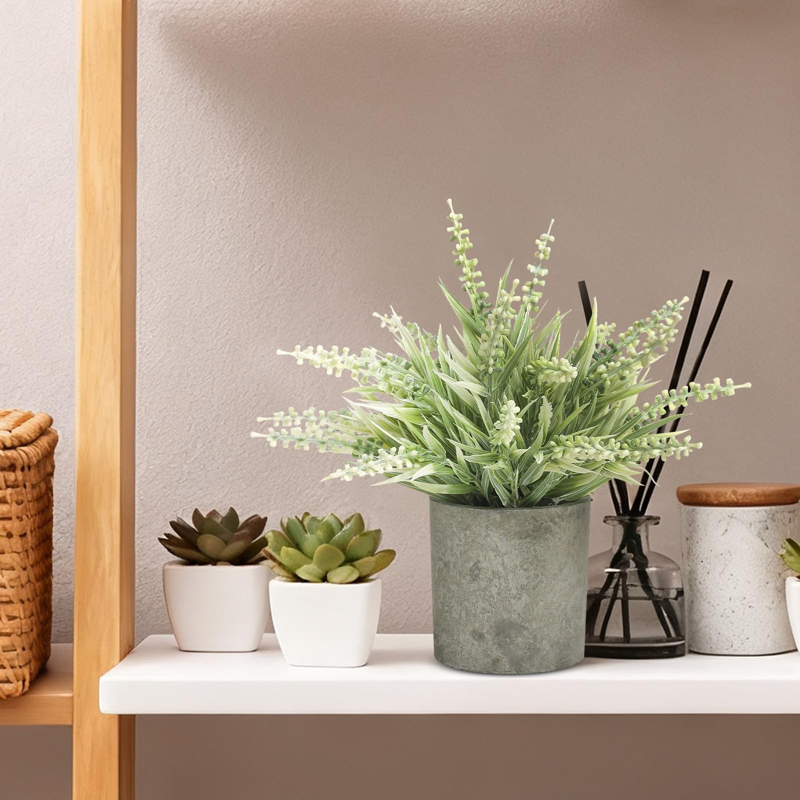 2 Pack Small Artificial Lavender Plant in Pots – Faux Lavender Flowers Decor …