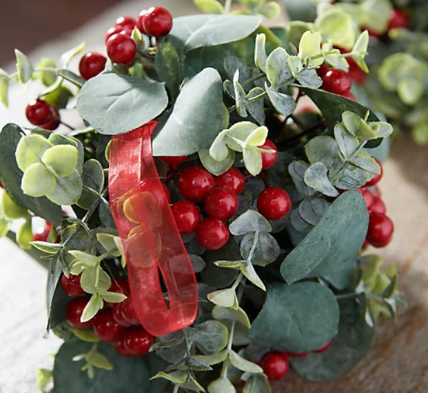 Set of 2 8″ Eucalyptus and Berry Kissing Balls by Valerie H230564