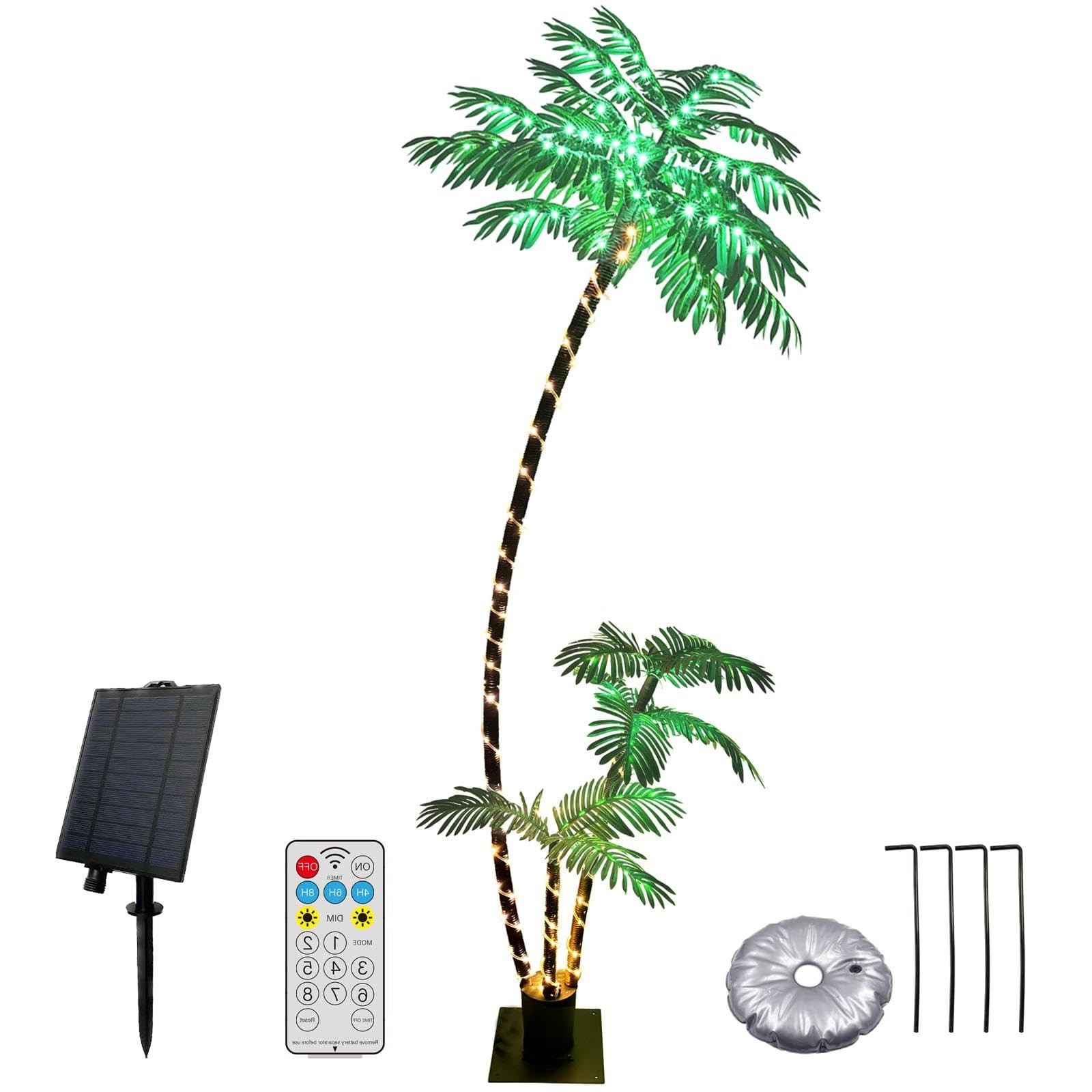 7ft Solar Lighted Palm Tree, Home Room Decor 260LED Christmas Tree, 3 Trunks …