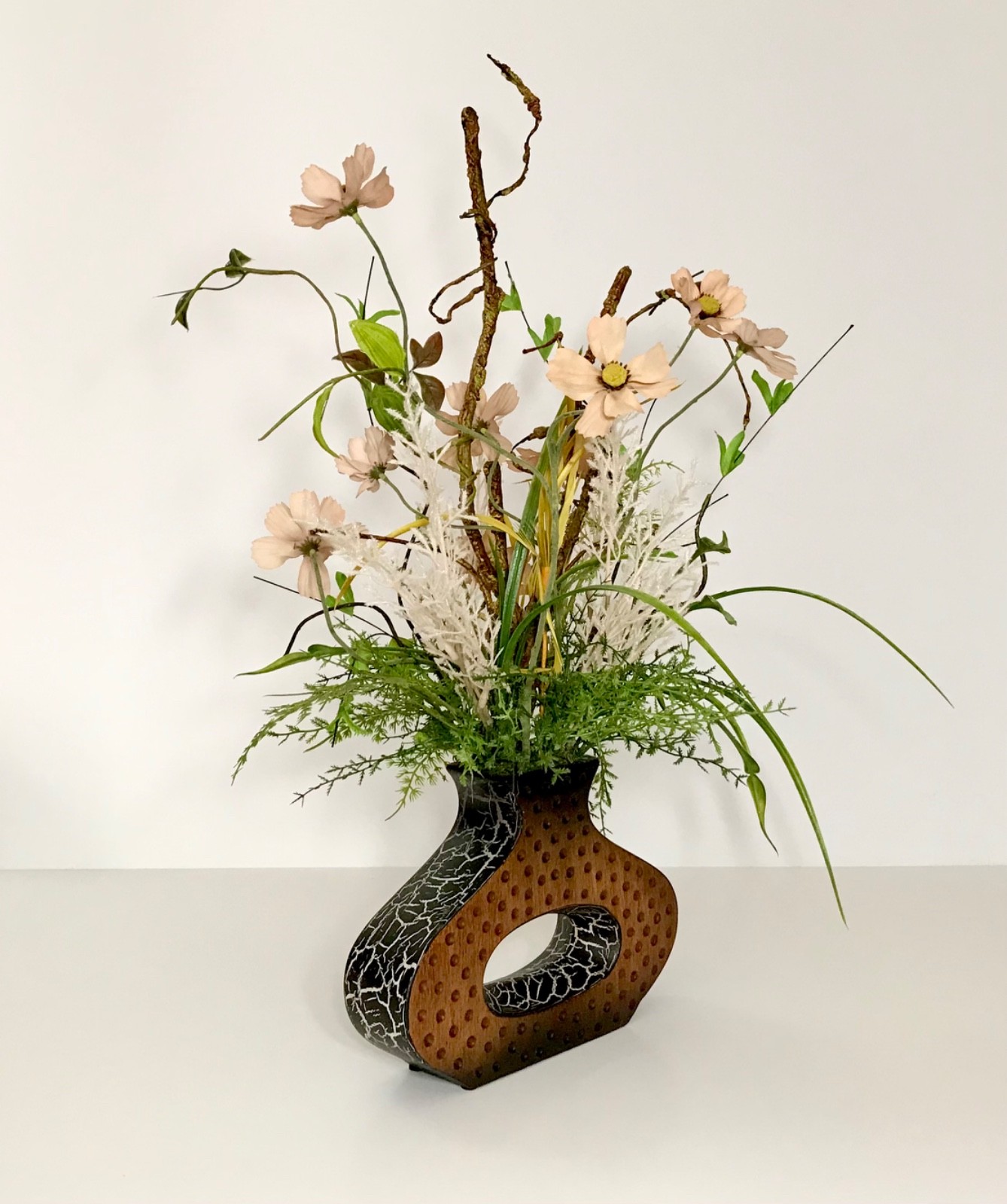 EVERYDAY WILDFLOWER FLORAL ARRANGEMENT MODERN OPEN VASE EARTH TONE CENTERPIECE