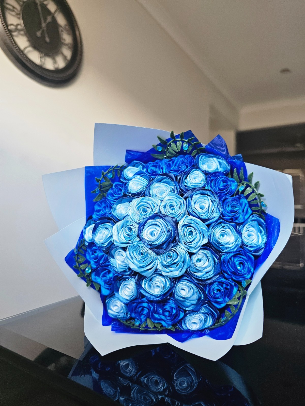 36 Blue Artificial Roses Bouquet